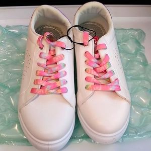 Pop Comfort Fit Breezy Rainbow Lace Up Sneakers White Womens Size 10M